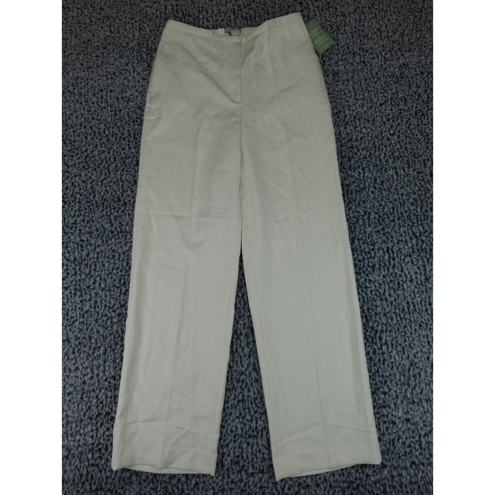 HM Conscious Wide Leg Trousers Womens 8 Cream High Rise Recycled Blend New